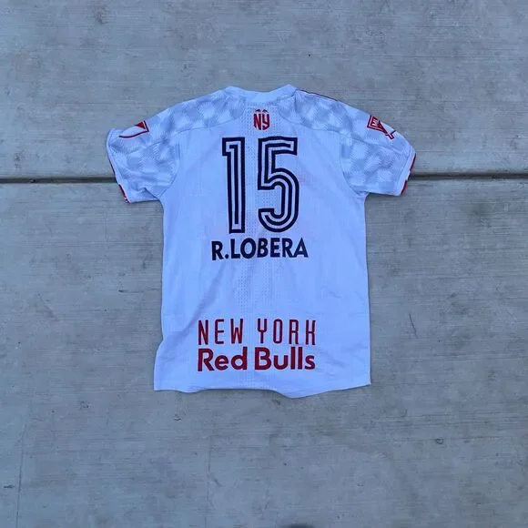Red Bull New York Adidas Jersey White Red AEROREADY Men’s Medium #15 R. Lobera - Picture 5 of 8